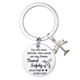 Yrerndre Travel Gifts for Women Travel Safe Keyring Travelling Gifts Travel Accessories for Women Friends Daughter Sister Christmas Birthday Present Graduation Gift Airplane Charm Keyring