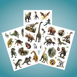 Tapirella Skin-friendly children's tattoos, made in Germany, tattoo children, tattoos for children by Lutz Mauder Verlag, vegan and plasic-free packaging (dinosaur - colourful)