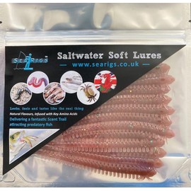 Sea Fishing - Brown RAGWORM lures - 4 Inch (10.5cm) - x12 per pack - Target Bass, Cod, Sole, Plaice and Flounder