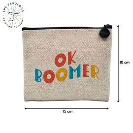 Tasche aus Leinen – Kollektion Witz Humor Wortspiele Jahrgang Geschenkidee Lustig – Kosmetiktasche aus Leinen in Leinenoptik – Kulturbeutel – Geldbörse, Ok Boomer, 15 x 10 cm, Kosmetiktasche