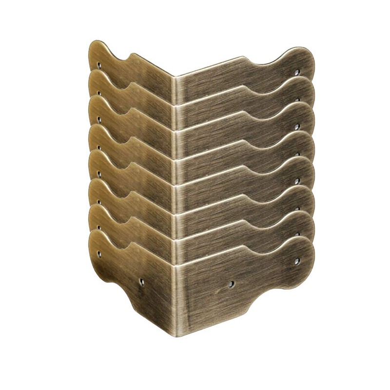 Tiazza 8Pcs Pure Brass Box Corner Protector Corner Braces Hardware