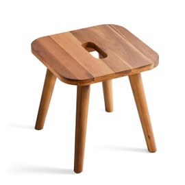 Holana 9.75" Acacia Wood Step Stool for Kids, Toodlers - Wooden Plant Stools, Plant Stand Small Foot Stool with Four Legs - Wood Sitting Stool for Kitchen, Bathroom，Bedroom，Living Room (Square)