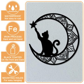 Fzojnxy Premium Black Cat and Moon Wall Art,Moon Phase Wall Decor,Black Cat and Moon Wall Sculpture for Indoor and Outdoor Decoration Cats Lover(B style)