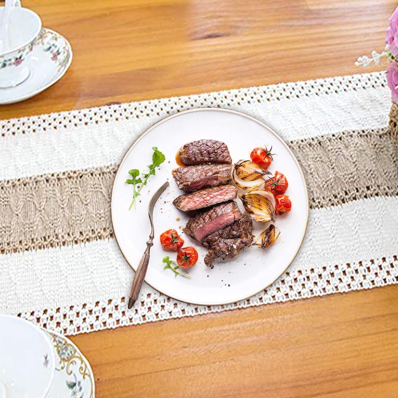 INHEMING Macrame Table Runner with Tassels, Beige Table Runner in