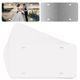 SHMZK 10 PCS Sublimation License Plate Blanks, Metal Aluminum Automotive Heat Thermal Transfer Front License Plate Tag, Blank License Plate for Custom Design, Car Accessories (0.45mm)