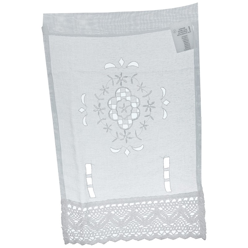 Home Fashion Window Picture Linen Structure Embroidery, Fabric, White, 45