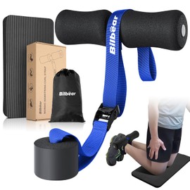Bilbear Adjustable Nordic Curl Strap with Kneeling Mat,Portable Hamstring for Curls,Leg Curls,Hamstring Stretch,Crunch,Sit-ups,Nordic Machine at Home,Withstand 400lbs, Blue