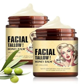Bálsamo de Sebo de Res Batido Y Miel, Crema Facial con Acabado de Pasto de Vacas Alimentadas con Pasto, Humectante de Sebo, Crema de Miel de Sebo Pura para Rostro Y Cuerpo (2 Piezas)