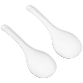 2 Pcs Plastic Rice Serving Spoon White Rice Paddle Spoon Non-Stick Rices Scooper Easy to Clean Rices Spatula for Cooking Serving Mixing Flipping Food Kitchen Tool for Scraping Cookie Dough(7.48inch)