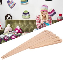 5 PCS Big Eye Knitting Needles, Wood Weaving Crochet Needle Hand Stick Wooden Knitting Fork Eye Needle Tapestry Weaving Tool