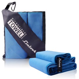 Linlook Microfibre Towels, 160 x 80 cm Large Bath Towel and 80 x 40 cm Small Hand Face Towel, Sports Towel, Fitness Towel, Travel Towel, Beach Towel, for Sports, Travel, Yoga, Camping, Beach, Gym,