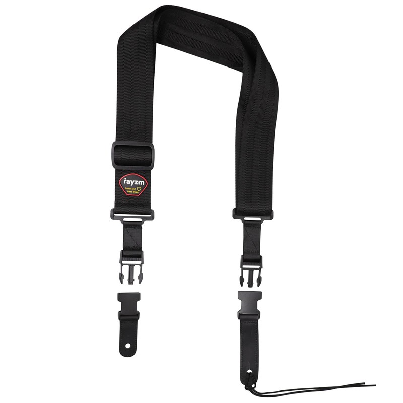 Rayzm Guitar Strap with Quick Release Black Non Slip Soft