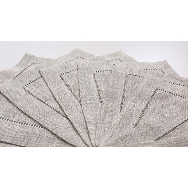 Servilletas de cóctel de lino natural, 1 docena de 6