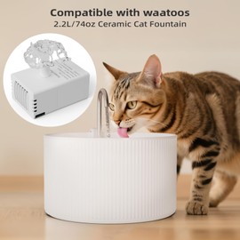 waatoos Cat Water Fountain Pump, JY-200 Pet Water Fountain Pump Compatible Motor Upgraded Units 2.0 74oz/2.2L Ceramic Cat Water Fountain, USB Cable (No Led & with Brush)