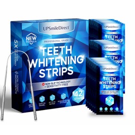 UPSmileDirect Professional Teeth Whitening Strips, 42 Strips, Non-Sensitive Formula, Peroxide Free 21 Treatments with Mouth Opener