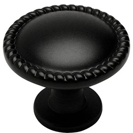 Cosmas® 4115FB Flat Black Rope/Scroll Cabinet Hardware Knob - 1-1/4" Inch Diameter