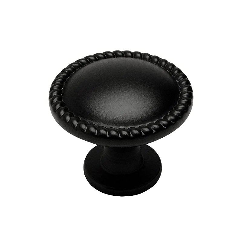 Cosmas® 4115FB Flat Black Rope/Scroll Cabinet Hardware Knob - 1-1/4"