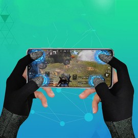 MODJUEGO Highly Sensitive Game Gloves for PUBG Mobile Game Two Finger Sleeve Press Touch Screen Sensitive Breathable Gaming Accessories (Black)
