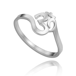Lotus Flower Om Ohm Aum Symbol Ring Yoga Rings Promise Rings Flower of Life Filigree Band Finger Ring Jewelry Gift for Women Men Silver 9/Om
