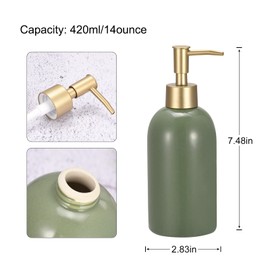 uxcell Soap Dispenser-14Oz Ceramic Dish Hand Soap Dispenser with Pump for Kitchen Bathroom, Green