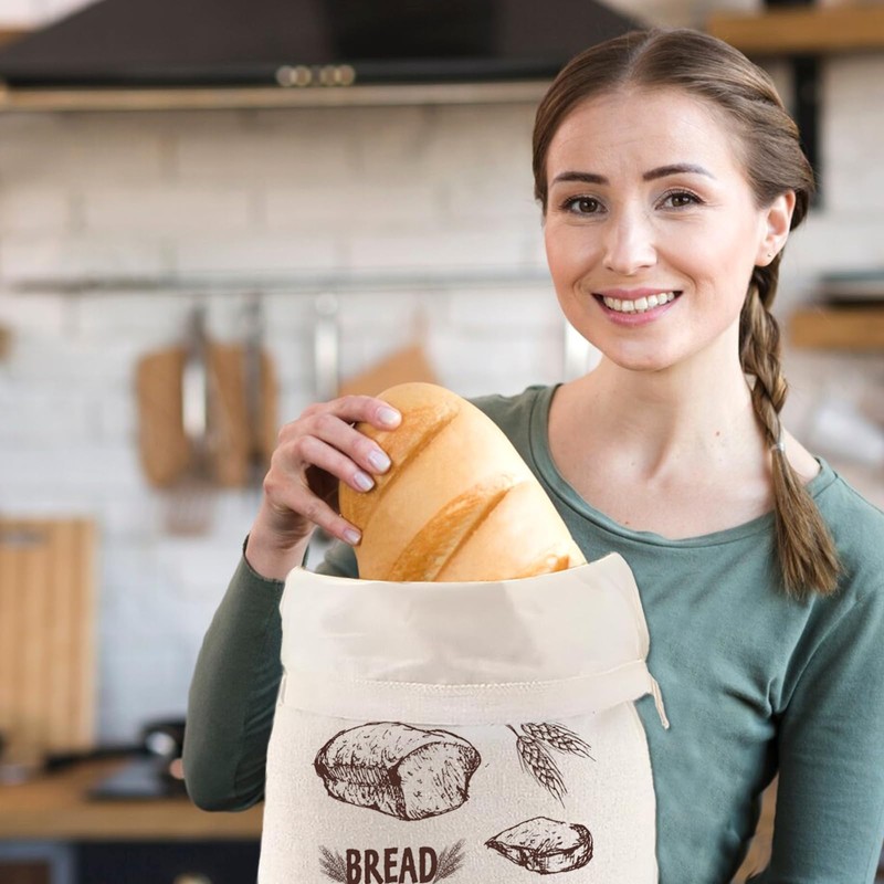 Guerity 2pcs Reusable Bread Bags To Keep Fresh, Cotton Linen
