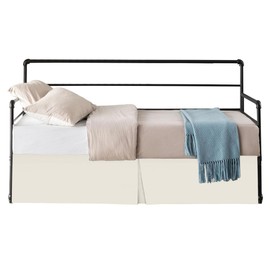 Pleated Daybed Skirt with Split Corners Twin Size - 21 Inch Tailored Drop Easy Fit - Pleated Daybed Dust Ruffle - 100% Microfiber Soft, Wrinkle-Free Daybed Bedskirt (Ivory, Twin-21 Drop)