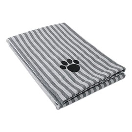 Bone Dry Pet Grooming Towel Collection Absorbent Microfiber X-Large, 41x23.5", Striped Gray