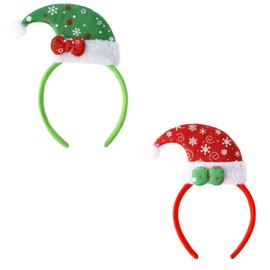 2 x Christmas Headbands Antlers Cute Xmas Dress Up Ears Head Decoration Men Women Adult Kid Costume Party Red Green Elf Hat