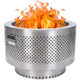 STBoo 20Inch Large Firepit - Fire Pits for Outside with Portable Carrying Storage, Outdoor Fireplace for Camping Picnic Backyard Beach,Stainless, L
