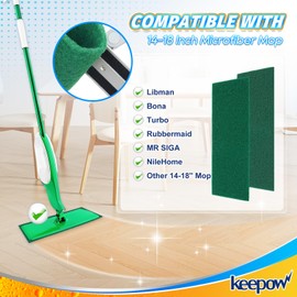 KEEPOW Scrub Mop Pads Replacement Compatible with Libman Freedom Spray Mop, Mop Scrubber Attachment for Floor Cleaning, Fit for Rubbermaid and Turbo & Other 18 Inch Microfiber Mops