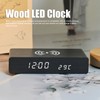 Black Wood Clock Digital Decoration White Light Wooden LED Clock