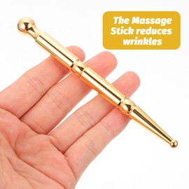 Healeved Brass Acupuncture Pen Massage Pen Acupressure Pen Meridian Pen Acupressure Rod Acupuncture Sticks for Face Eyes Body Scar Care Spa Massage Beauty Accessories Gift Gold