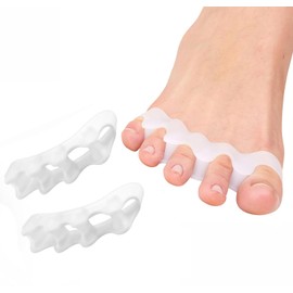 MOICUU足指サポーター 足指広げる 足指開き 足指パッド（1足組）パカッと広げる シリコン素材 足指 ストレッチ 水洗い可能 着脱やすい 柔らかい 男女兼用 (ホワイト)
