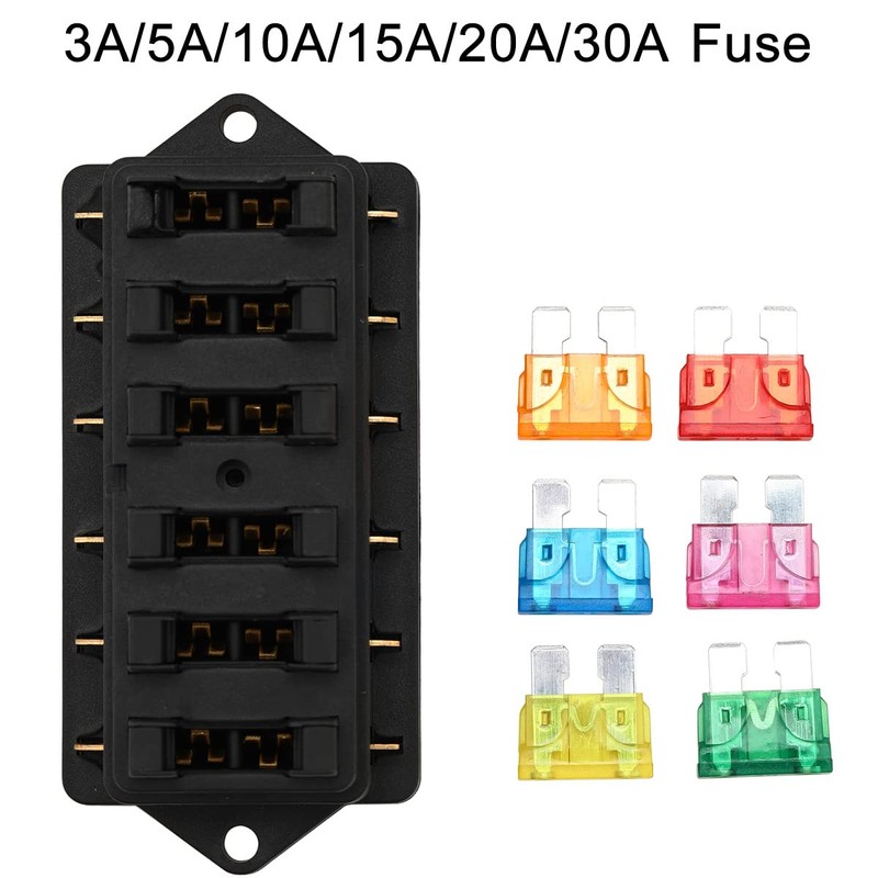 Greluma 1 Piece 12V/24V 6 Way Car Blade Fuse Box