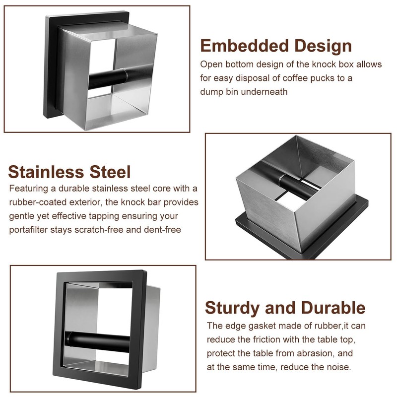 Bottomless Knock Box Espresso, Embedded Coffee Knock Box, Stainless Steel