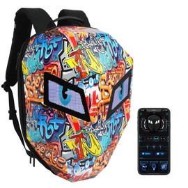 LED Backpack Laptop Bag Motorcycle Riding bag, Hard Shell LED Motorbike Luggage Bags High-Capacity Helmet, Waterproof Backpack With Programmable Screen