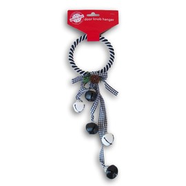Christmas Door Hanger with Jingle Bells - 11 Inches (Black & White)