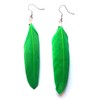 Green Feather Earrings - Handcrafted