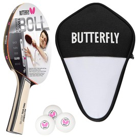 Butterfly® Timo Boll Silver 85015 Table Tennis Racket TT Bat Hobby Bat for Ambitious Leisure Players High Quality ITTF Certified Addoy Coating Anatomical Grip Shape