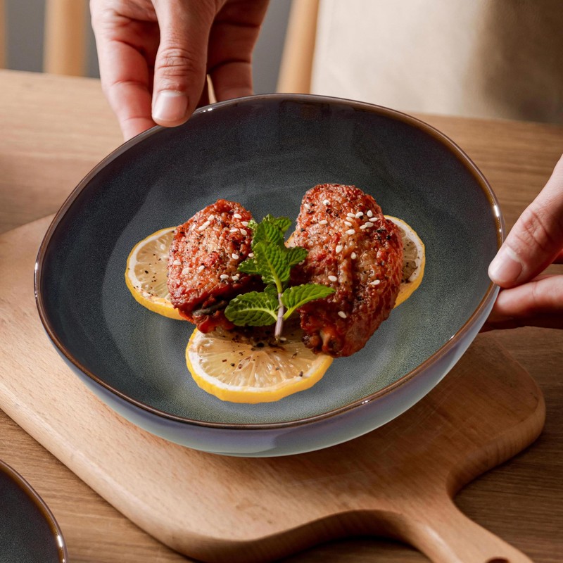 Herogo Stoneware Dinnerware Sets for 8, 24 Piece Plates and