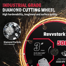 3 Pack Diamond Cutting Wheel 3 Inch with 3/8" Arbor, Carbide Cutting Wheel, Angle Grinder Cutting Disc, Cut Off Wheel 3 Inch for Metal with 5000+ Cuts on Rebar, Steel, Iron and INOX