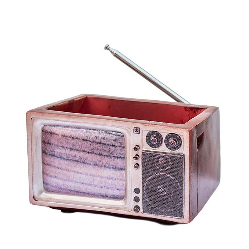 Retro Radio Flowerpot Resin Planter Decorative Vase for Home Office