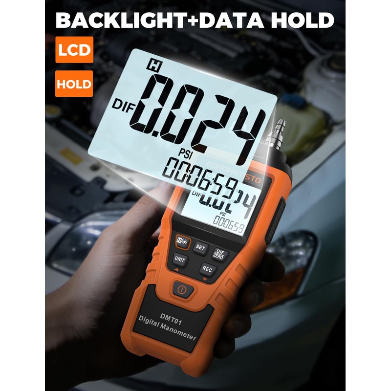 DMT01 Digital Manometer POROMETISTO, Manual Calibration Custom Zero