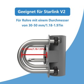 NEWHE Motorhome Starlink Bracket for Bowl, Adjustable U-Shape Antenna Mast Pipe Holder for Starlink V2, Outdoor Starlink Accessories with Pipe Adapter for Roof/Yacht/Balcony