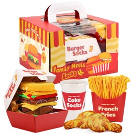 Funny Family Meals Socks Box for Dad Father Men Women Teenage Boys - Fun Gifts Novelty Funky Burger Food Cool Crazy Silly Odd Socks Fathers Day Easter Birthday Gifts Christmas Stocking Fillers
