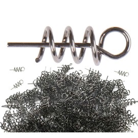 Hyamass 200pcs Soft Lure Bait Spring Twist Lock Outdoor Fishing Crank Hook Centering Pin for Soft Lure Bait Worm Crank