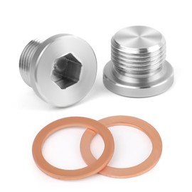2 Pack M18x1.5 Sensor Plug Inner Hex Head with Red Copper O-Ring,304 Stainless Steel Thread Inner Hex Head Plug for Car,Truck,Motorcycle,ATV,UTV,Other Transportatin