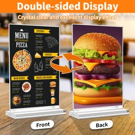 Svalor Pack of 3 A4 Stands, Acrylic Table Stand with Removable Base, T-Stand Advertising Stand for Double-Sided Presentation, Portrait Format Menu Card Holder for Restaurants, Cafe, Exhibitions