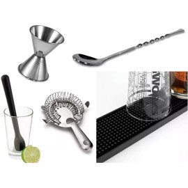 kitbar Kit Barman Jigger Colador Muddler Cuchara Bailarina Tapete