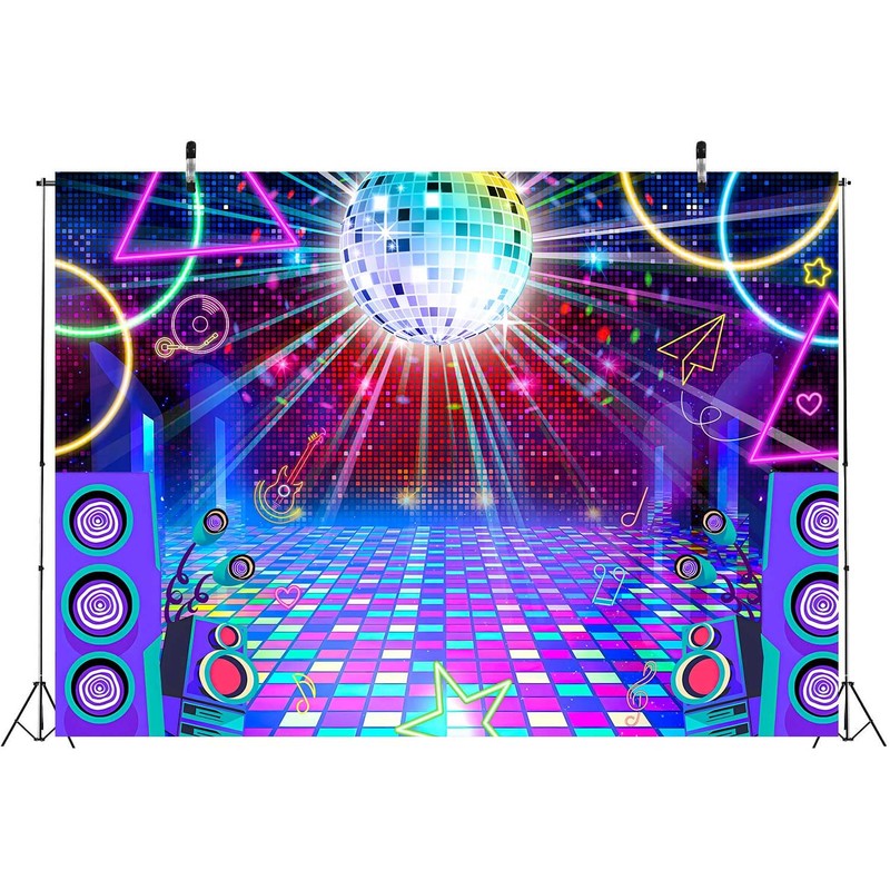 Disco Backdrop for Retro 70s 80s 90s Glow Dance Party